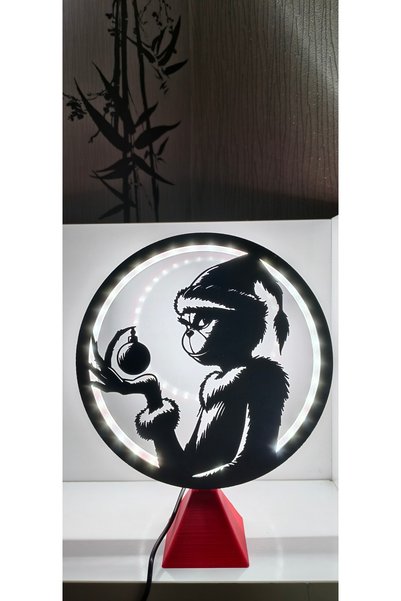 Grinch Yılbaşı Temalı 12V LED Dekoratif Gece Lambası, PLA Plastik Çerçeveli Şık Masa Lambası (25x20 cm)