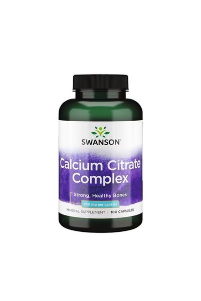 SWANSON Complex de Citrat de Calciu 250 mg - Supliment cu Magneziu, 100 capsule