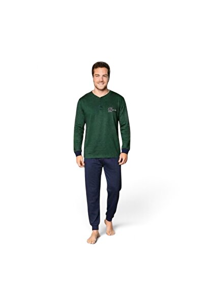 ROYAM Pijamood Men's Interlock Long Sleeve Winter Combed Cotton Pajamas Set 5912
