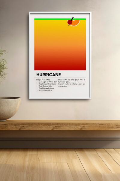 HOMEPACK Rețetă de cocktail Hurricane Sunset Tablou înrămat colorat Poster co...