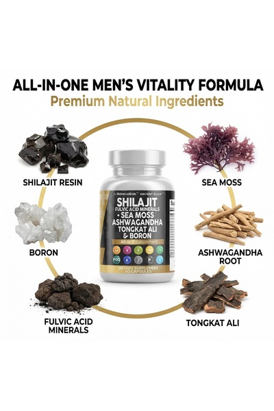 Shilajit + Sea moss + Coq10 + PQQ + Boron + Black Pepper