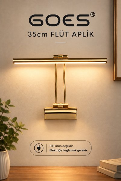 Goes 35cm Modern Dekoratif 220V Flüt Led Aplik Banyo Tablo Çalışma Masası 320...