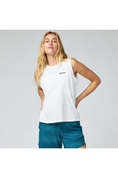 Brooks Graphic Tank Kadın Beyaz Atlet