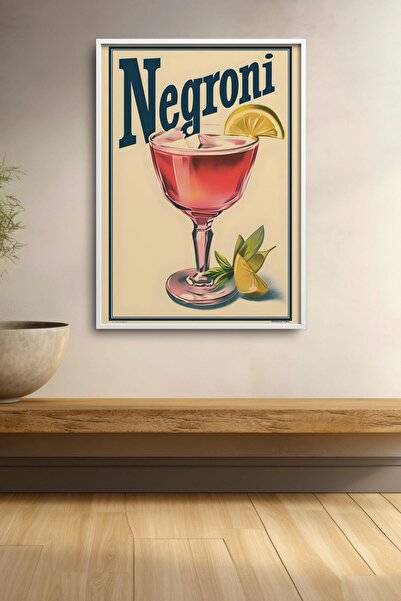 HOMEPACK Poster de cocktail Negroni în stil vintage, tablou înrămat, decor pe...
