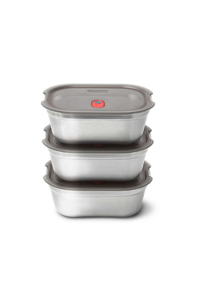 Black Blum Black+Blum Fbss-Bx-Pack2 Medium 3-Piece Steel Storage Container Se...