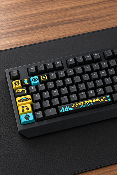 Makerpax Cyberpunk 2077 Temalı Keycaps 9'lu Set - 6.25U Spacebar ve Cherry MX...