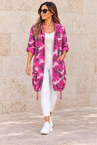 AGORATEKSTİL Women's Italian Linen Fabric Star Back Open Front Jacket