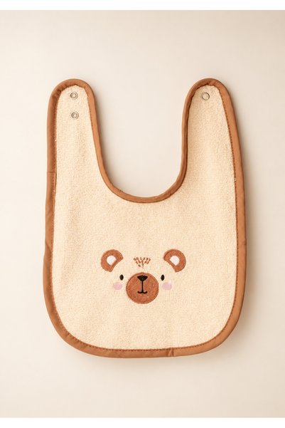 EMAYlab Little Bear Baby Bib 100% Cotton Towel Fabric - Teddy Bear Patterned