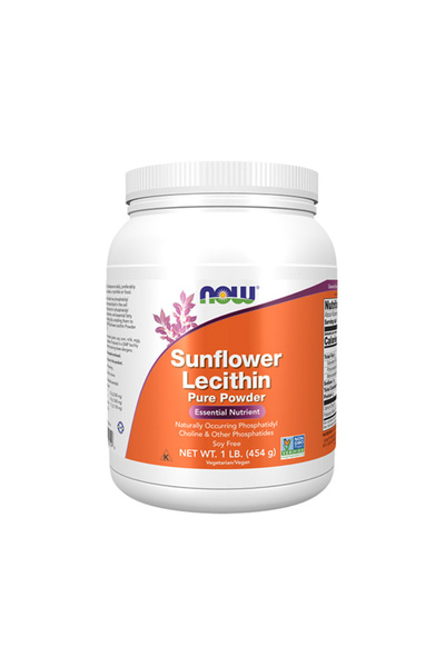 Now Lecitină de floarea-soarelui, pulbere pură - Supliment vegetal, 454 g