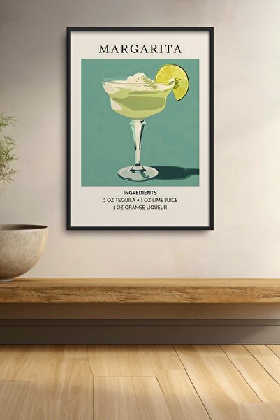 HOMEPACK Recept za koktel Margarita, slika u zelenom menta okviru, poster za ...