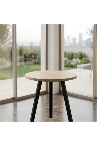 Ebticar Round Beige Dining Table with Elegant Modern Design