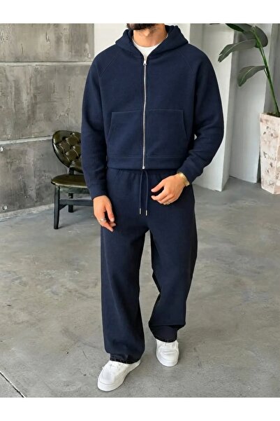 More Black Men's Panda Fabric Zippered Baggy Tracksuit Set