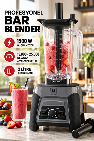 Binbirreyon Professional Cafe Bar Blender 1500W Buz Kırma Smoothie Karıştırma Pulse Fonksiyonlu NA013