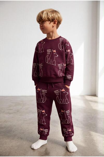 Chic Kids Wear Момчешки анцуг от 2 части: суичър с принт и долнище на анцуг