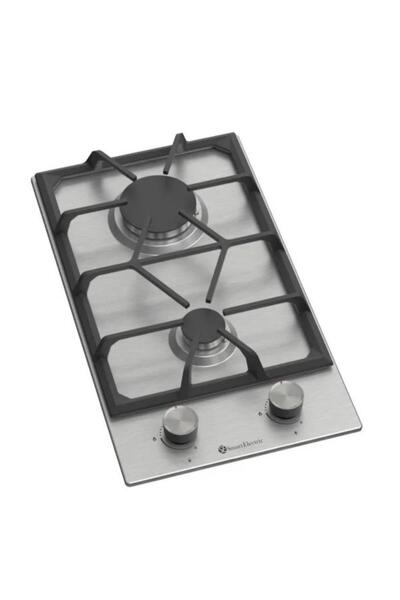 Smart electric 2 Eyes 30 cm Built in Gas Cooker, Auto Ignition, Full Safety, Iron Cast Stand, Silver