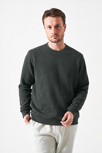 TENA Hanorac pentru bărbați, kaki, cu gât tip crewneck, model Thessaloniki