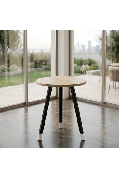 Ebticar Round Beige Dining Table with Elegant Modern Design