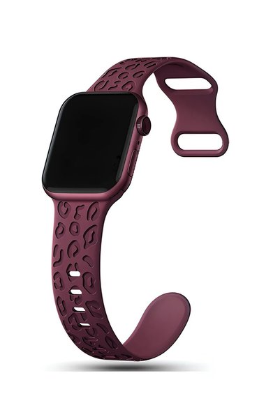 Dexmon Apple Watch 12-11-10 42mm 5 6 7 8 9 Se Uyumlu 38 40 41 mm Leopar Desenli Silikon Kordon