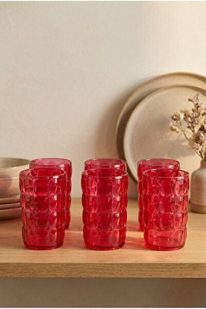 EVLE Set of 6 Acrylic Water Glasses 410 ml with Embossed Pattern