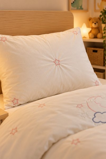 Sleep Garden Esen Baby Duvet Cover Set Embroidered 100% Cotton Pink Star Pattern