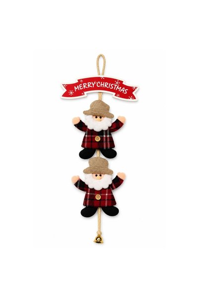 Partymax 45 cm Ahşap Keçe Noel Babalı Kapı Çelengi Merry Christmas Yazılı Yıl...