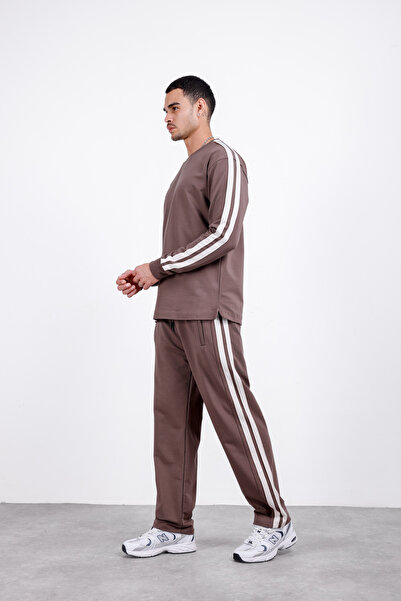 3MODA Set pentru bărbați cu mâneci lungi, din țesătură compak, cu dungi laterale