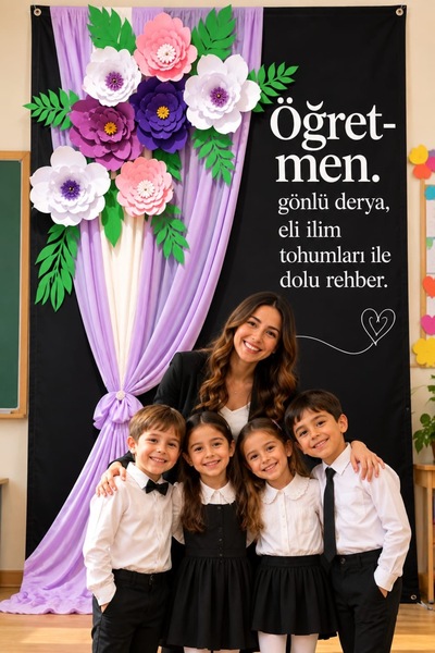 toreksan reklam 24 Kasım Öğretmenler Günü Brandası 100x150 cm – Çiçekli Afiş ...