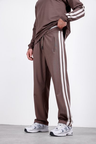 3MODA Erkek Uzun Kol Baggy Compak Kumaş Yan Şeritli Takım