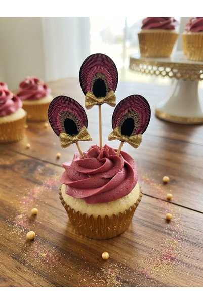 Deniz Party Store Fuchsia Peacock Feather Long Toothpicks 10 Pieces 16 cm