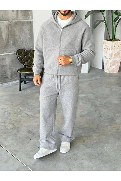 More Black Men's Panda Fabric Zippered Baggy Tracksuit Set