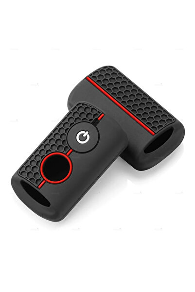 Alazpay For Yamaha Xmax Nmax Tech Max Ironmax & Tricity 125 250 300 400 Patterned Silicone Key Case Cover (Black Red)