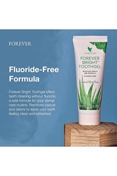Forever Living - Bright Toothgel - Fluoride-Free Aloe Vera Gel with Bee Propolis, Peppermint-Spearmint Flavor, Dental Care, 4.6 oz