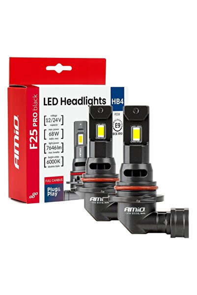 AMIO Becuri LED auto HB4 F25 PRO NEGRU FULL CANBUS 12V 24V 68W