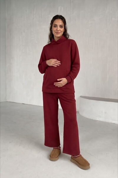 Miss Dünya Lissa Lunara Sweatshirt-Set aus gestepptem Stoff mit Bindungskrage...