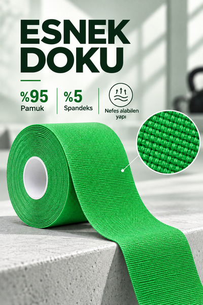 OYPA LİFE KİNEZYO AĞRI BANDI - SPORCU BANDI - KİNESİYOLOJİ BANDI 5MX5CM - YEŞİL