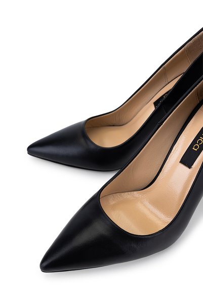 Tamer Tanca Women's Genuine Leather Black Leather Heeled Shoes