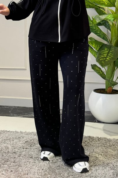 Suede Style 5540-2 - بنطلون رياضي نسائي مريح بخيطين مزينين بالأحجار