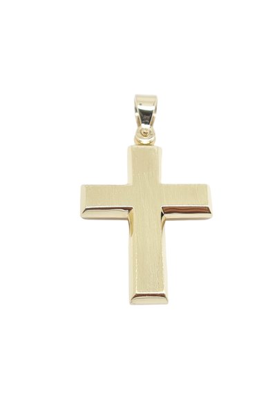 Mentzos Χρυσός σταυρός 14 καρατίων ματ (κωδικός H1694)