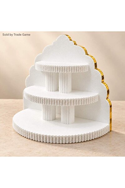 Generic 3-Tier Thermocol Gift Display Stand White Gold with Mini Glue Gun - س...