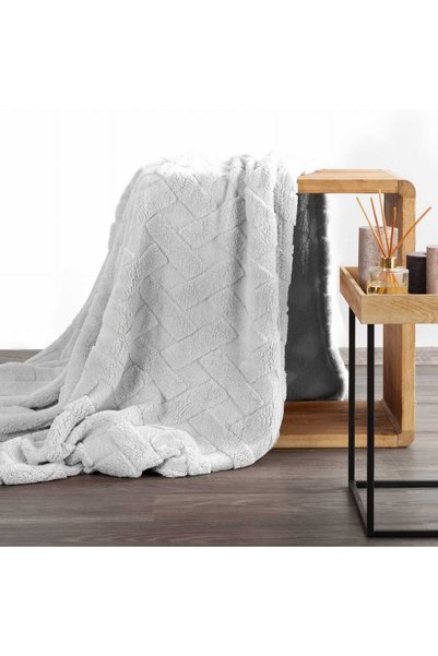 Eurofirany Pătură 150x200 Caro argintiu microfibră D91