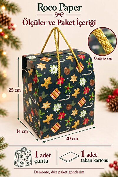 roco paper Pungă cadou cu tematică de Anul Nou - 1 bucată, 20x14x25 cm, Pungă...
