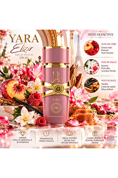 Lara Parfum Arabesc Dama Yara Elixir 250 ml, Eau de Parfum, Vanilie, Iasomie,...