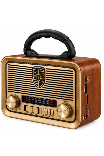 AYACO Vintage Tasarım Çok Fonksiyonlu Taşınabilir Radyo Bluetooth Müzik Çalar Şarj Edilebilir ST-1080BTS