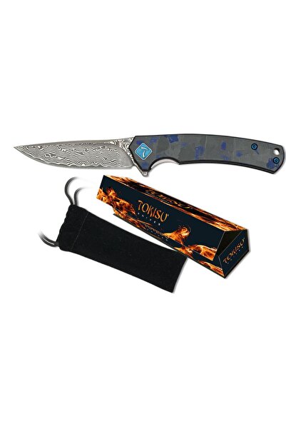 Tokisu Σουγιάς Damascus Penknife CNC Blue Fiber 6.80cm 18886