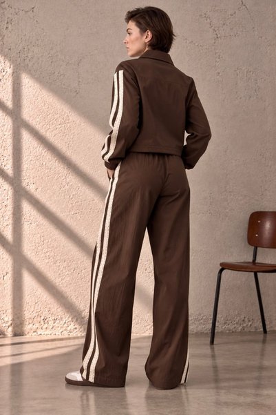 bb butik basic Women's Parachute Fabric Stripe Detailed Jacket and Pants Set My2786