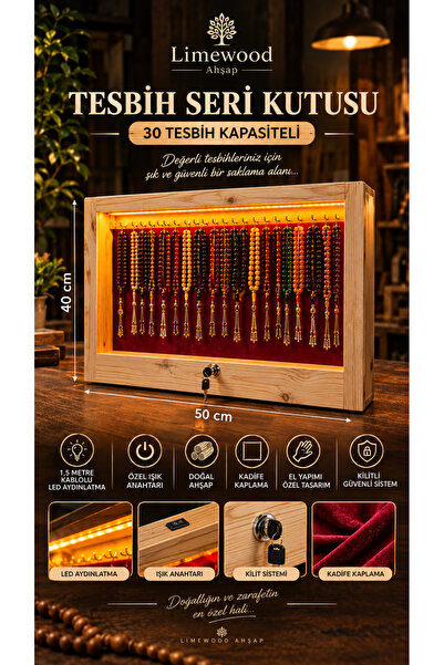 limewood Tesbih Dolabı (30 lu Kilitli ve Ledli )