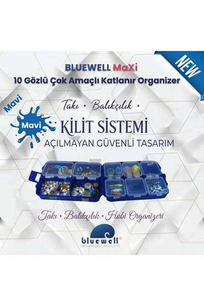 BLUEWELL Çok Amaçlı Katlanır Kozmetik Takı Toka Organizer 10 Gözlü Düzenleyici