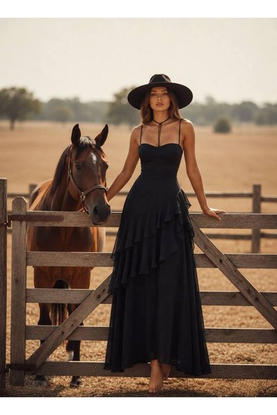 Dressia Layered Ruffle Evening Gown Graduation