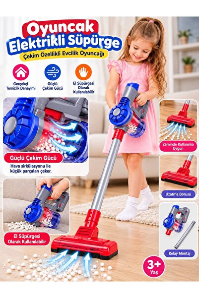BYCEGU Oyuncak Çekim Özellikli Elektrikli Süpürge – Çocuk Temizlik ve Evcilik...