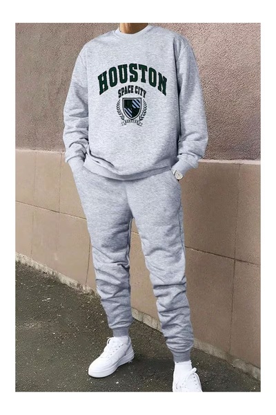AEMİ Set de 2 piese unisex, hanorac și pantaloni de trening, cu imprimeu Hous...